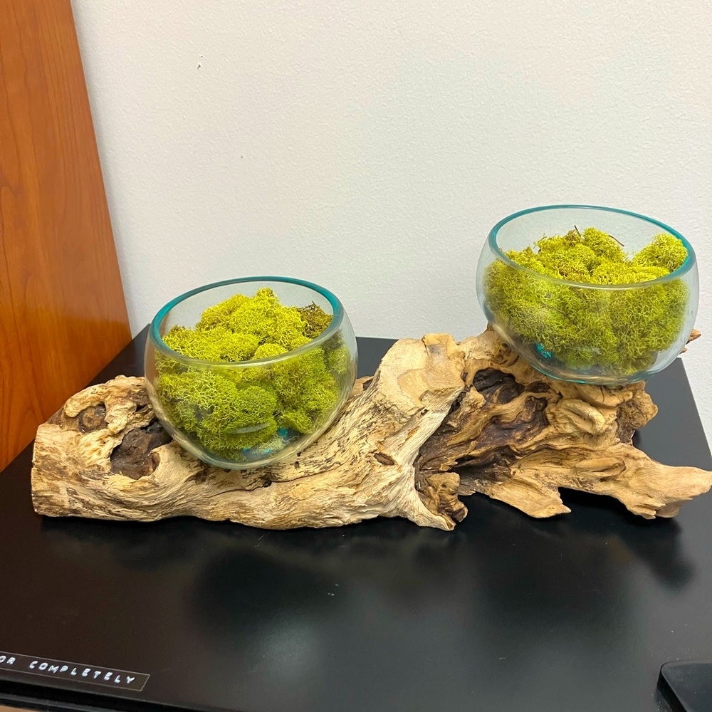 Handmade Wood and glass decorative accent piece